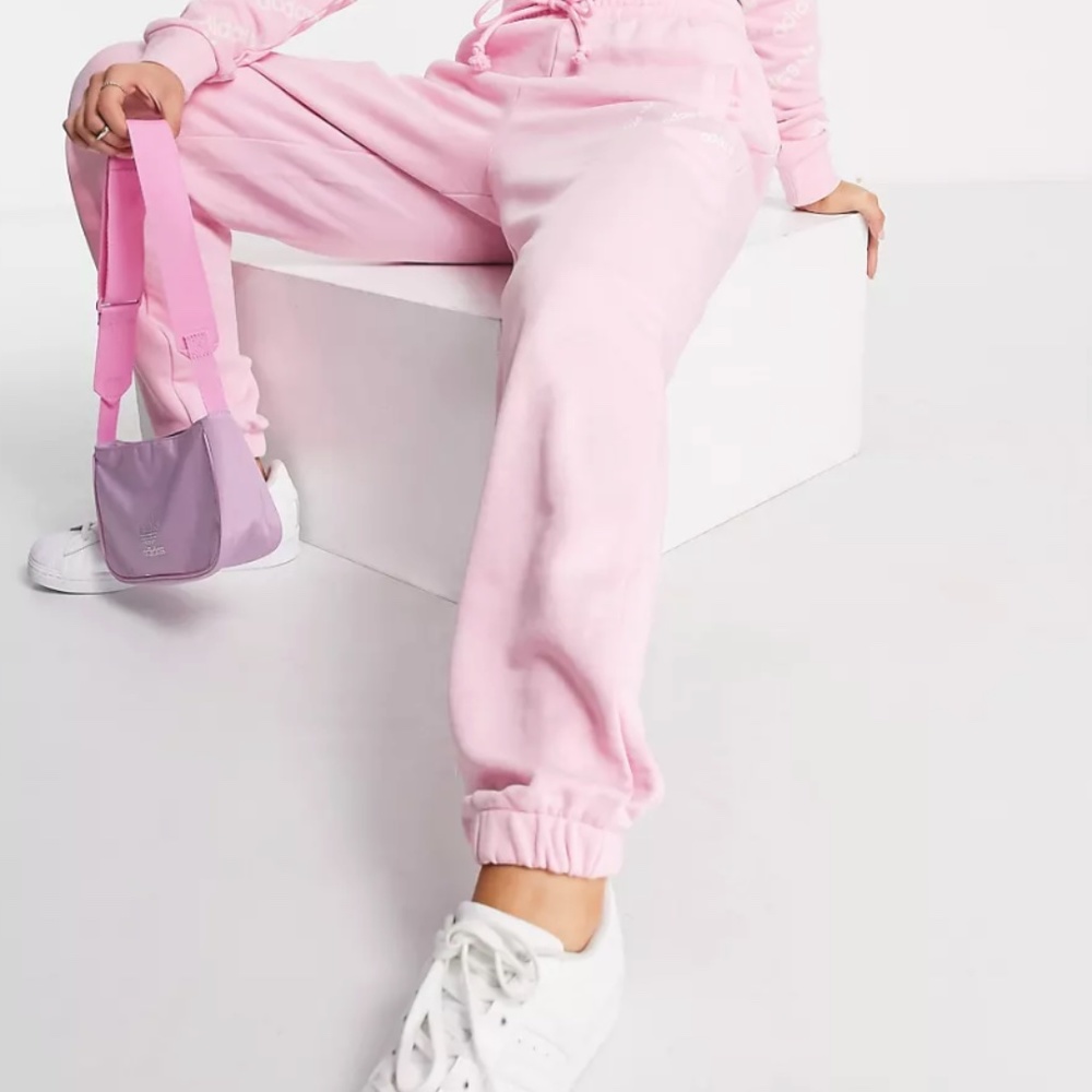 Adidas Original Plus 'Logomania' Triple Logo Joggers- Pink